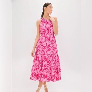 HYACINTH HOUSE - Pink Textured Floral One Shoulder Sybil Maxi Dress